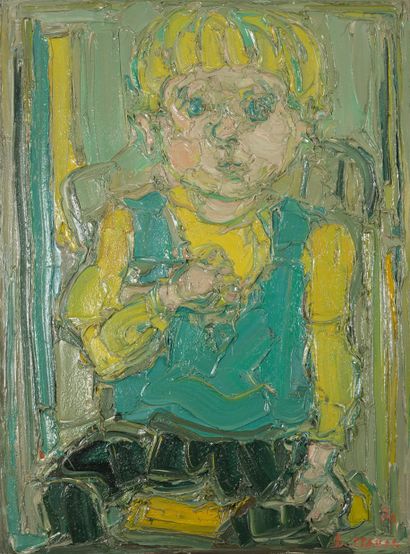 André COTTAVOZ (1922-2012) Florent, 1970.
Huile sur toile.
Signée et datée en bas...