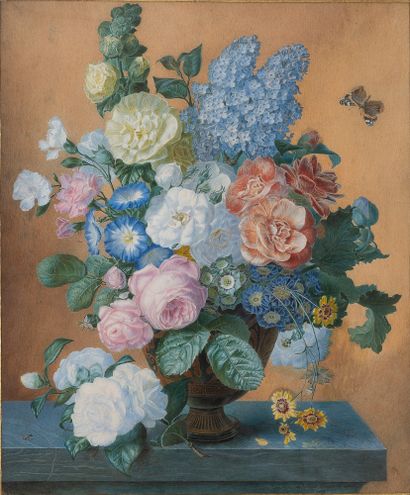 Louise LOGEROT née LINET, née en 1816 (act. 1837-1849) Bouquet de lilas, roses de...