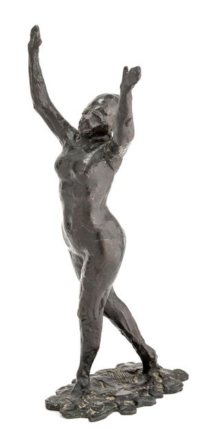 Edgar DEGAS (1834-1917) Danseuse s'avançant les bras levés, première étude.
Black...
