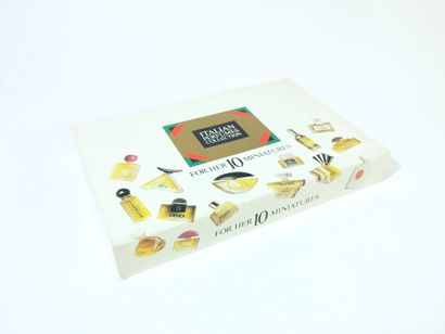 ITALIAN PERFUMES COLLECTION Cardboard box containing 10 miniature bottles of perfume...
