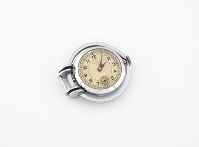 PRECIA Modernist collar watch in silver plated metal. 
Dial with beige background....