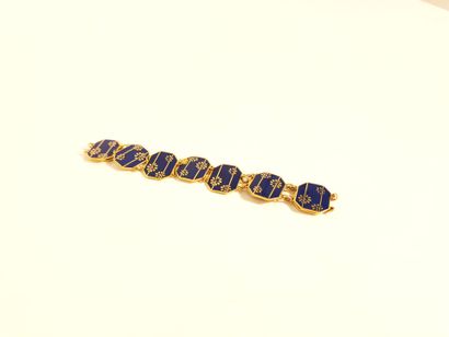 null Bracelet articulé en or jaune (750) formé de maillons de forme carrée à pans...