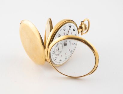 LIP, Chronomètre 
Montre de gousset en or jaune (750).

Couvercle à fond uni.

Cadran...