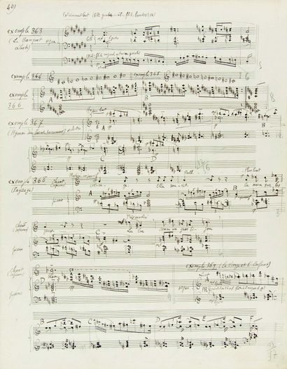 messiaen Olivier (1908-1992). 
MANUSCRIT autograph "Olivier Messiaen" with autograph...