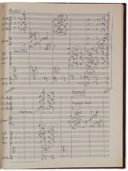 messiaen Olivier (1908-1992). 
AUTOGRAPHIC MUSICAL MANUSCRIPT signed "Olivier Messiaen",...
