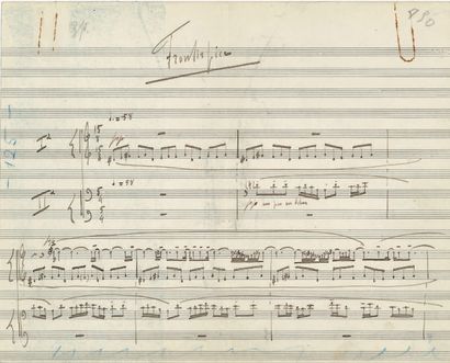 RAVEL Maurice (1875-1937). MANUSCRIT MUSICAL autographe signé « Maurice Ravel »,...