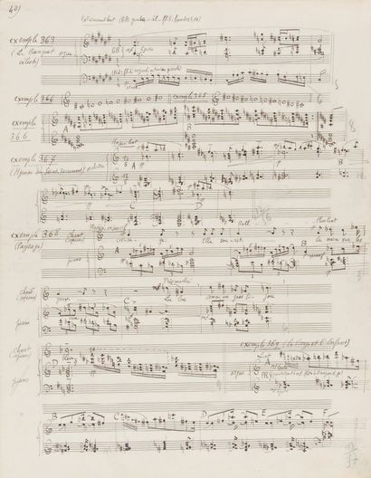 messiaen Olivier (1908-1992). 
MANUSCRIT autograph "Olivier Messiaen" with autograph...