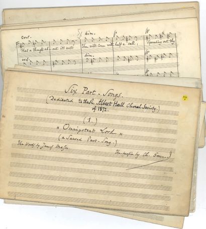 GOUNOD Charles. 
4 MANUSCRITS MUSICAUX autographes signés « Ch. Gounod », [1872]...