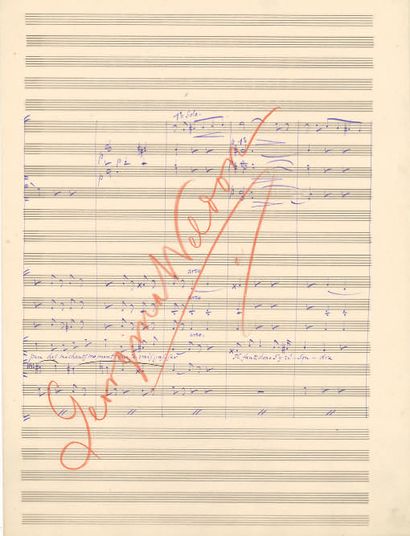 GOUNOD Charles. 
MANUSCRIT MUSICAL autographe, Madrigal [pour George Dandin, 1874]...