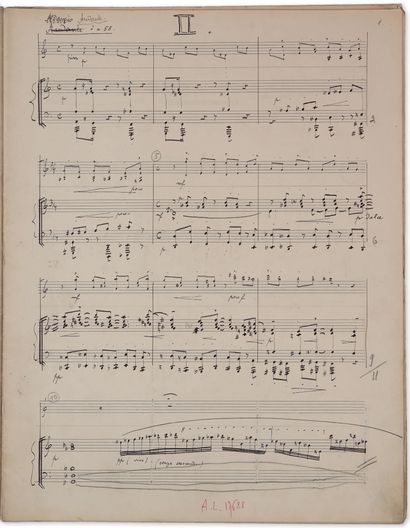 MARTINU Bohuslav (1890-1959). 
MUSICAL MANUSCRIT signed "B. Martinu",

Sonata for...