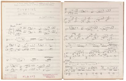 DUTILLEUX Henri (1916-2013). MUSICAL MANUSCRIT autograph "Henri
Dutilleux", Sonatine...
