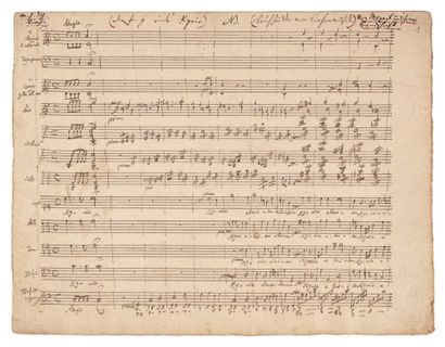 MOZART Wolfgang Amadeus (1756-1791). 
autograph musical manuscript, Kyrie in C (K...