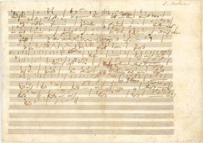 BEETHOVEN LUDWIG VAN (1770-1827). MANUSCRIT MUSICAL autographe de la fin du lied...