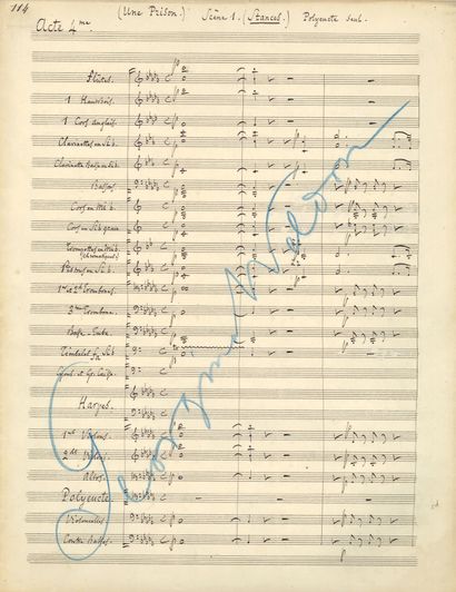 GOUNOD Charles. MANUSCRIT MUSICAL autographe, Polyeucte, [1878] ; environ 640 pages...