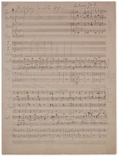 LISZT Franz (1811-1886). MANUSCRIT MUSICAL autographe pour le Cantico del
Sol di...