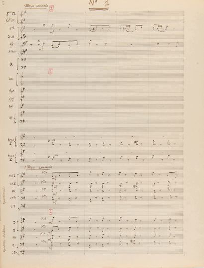 AURIC Georges (1899-1983). 
autograph musical manuscript signed "Georges Auric",...