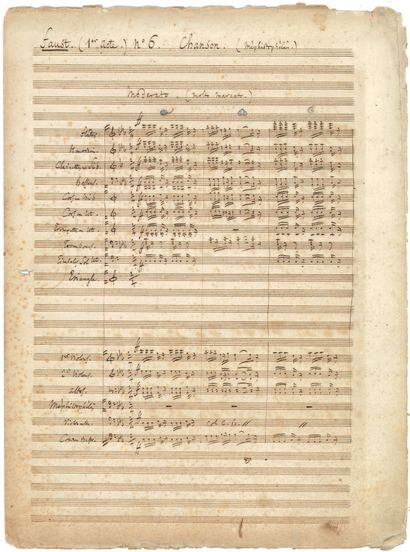 GOUNOD Charles. autograph musical manuscript, sketches for Faust, [1858-1859]; ca....