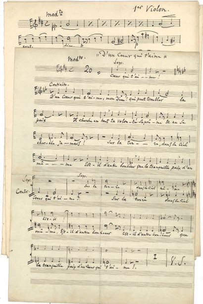 GOUNOD Charles. 2 MANUSCRITS MUSICAUX autographes, Athalie, [1866].
Projet d'adaptation...