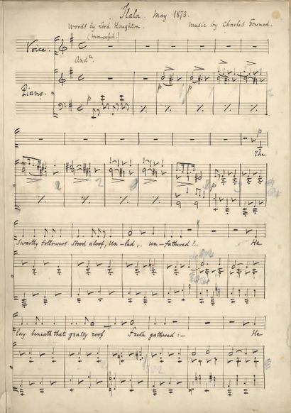 GOUNOD Charles. 5 autographed MUSICAL MANUSCRIPTS signed "Ch. Gounod", 1872-1874;...