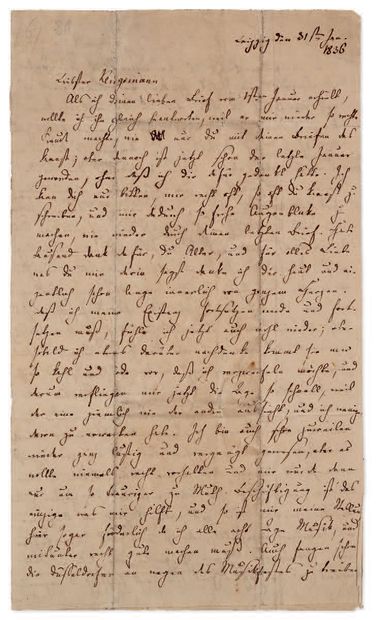 MENDELSSOHN-BARTHOLDY FÉLIX (1809-1847). L.A.S. "FMB" with autograph musical manuscript,...