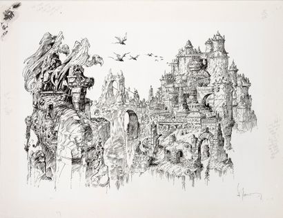 Fabrice MEDDOUR (1966) Untitled. 
Graphite and India ink on paper. 
Signed at the...