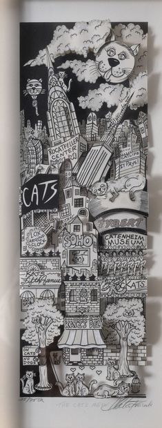 Charles FAZZINO (1955) New York's The Cat's Meow, 1996.

Technique mixte et collage...