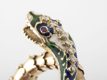 FRANCE, seconde moitié du XIXème siècle Bracelet articulé en or jaune (750) figurant...