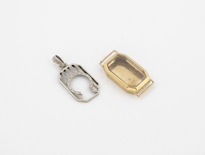 null Yellow gold watch case (750) 

Gross weight: 2.1 g. 

ATTACHED: 

White gold...