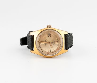 AQUASTER Genève, Diver 63 Men's wrist watch. 
Steel and gilded metal barrel case....