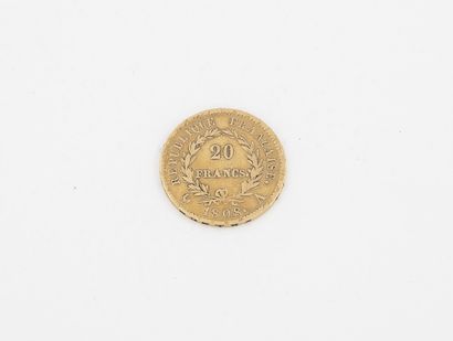 France Pièce de 20 francs or, 1808, Napoléon Empereur. 

Poids : 6.4 g. 

Usures...