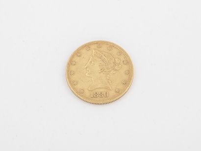ÉTATS UNIS Pièce de 10 dollars, Liberty, 1880. 

Poids : 16.6 g.

Rayures d'usag...