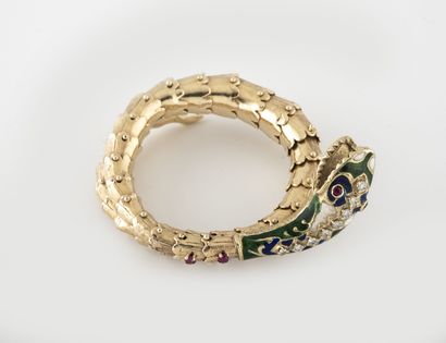 FRANCE, seconde moitié du XIXème siècle Bracelet articulé en or jaune (750) figurant...