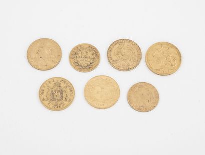 France 3 pièces de 20 francs or : 

- Napoléon III, 1863 paris. 

- IIIème république,...