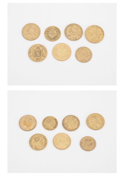 France 3 pièces de 20 francs or : 

- Napoléon III, 1863 paris. 

- IIIème république,...