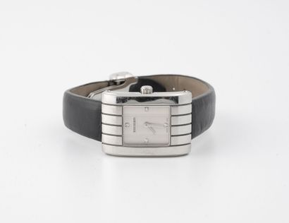 BOUCHERON Lady's wrist watch. 
Rectangular steel case, grooved. 
Dial with silvered...