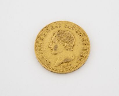 ITALIE Pièce de 40 lires or. Charles-Félix. 1825.

Av. : Tête nue de Charles-Félix...