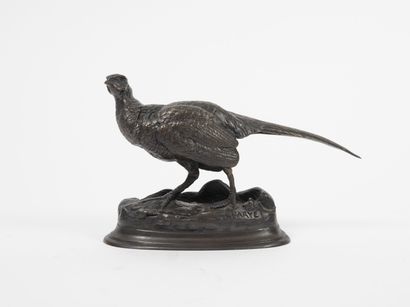D'après Alfred BARYE (1839-1882) Pheasant. 

Proof in brown patinated bronze. 

Signed...