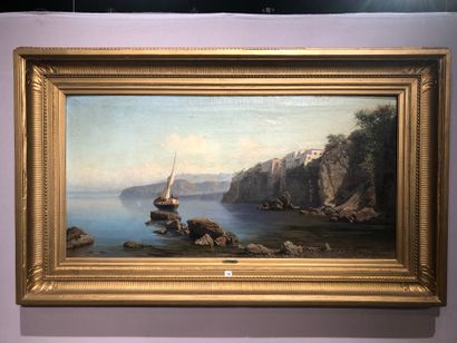 Alessandro La Volpe (1820-1887) Voilier au pied de falaises de la côte amalfitaine.

Huile...
