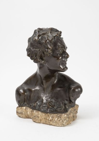 D'après Alfredo PINA (1883-1966) Young laureate satyr.

Proof in bronze with brown...