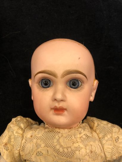 JUMEAU Doll, porcelain head marked with red stamp "Déposé tête Jumeau" size 6, closed...