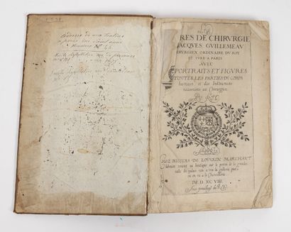 GUILLEEAU, Jacques Book of surgery.

With Nicolas de Louvain Marchant, 1708. 1 volume.

Bound...