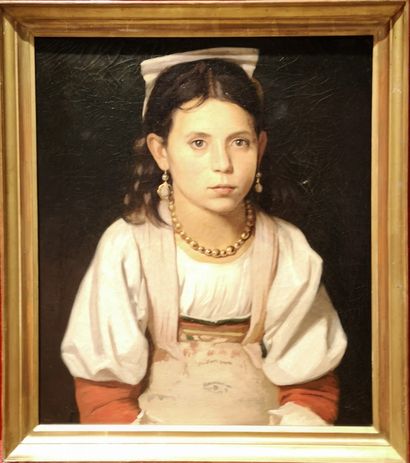 Ecole de la seconde moitié du XIXème siècle. 
Portrait of a young Neapolitan woman....