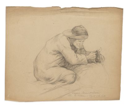 Virginie DEMONT-BRETON (1859-1935) Study of a fisherman for the painting "Rejeté...