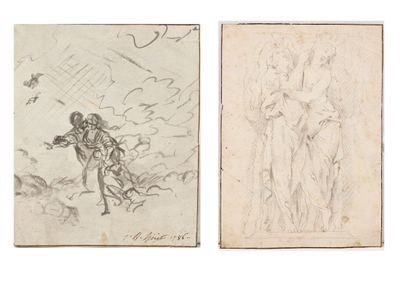Attribué à Jean-Baptiste HUET (1745-1811) Couple.

Fragment. Esquisse au lavis. Contrecollé....