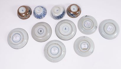 CHINE ou COREE, XIXème-XXème siècles Set of porcelain, some with calligraphy:

-...