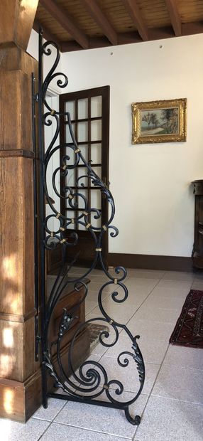 Pair of wrought iron partition grills, mobile....