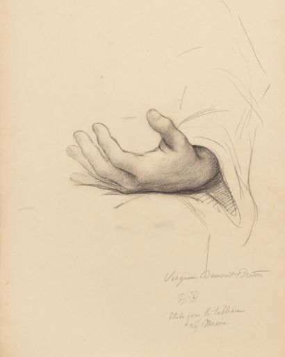 Virginie DEMONT-BRETON (1859-1935) Study of hand, for the painting The Messiah. 

Charcoal....