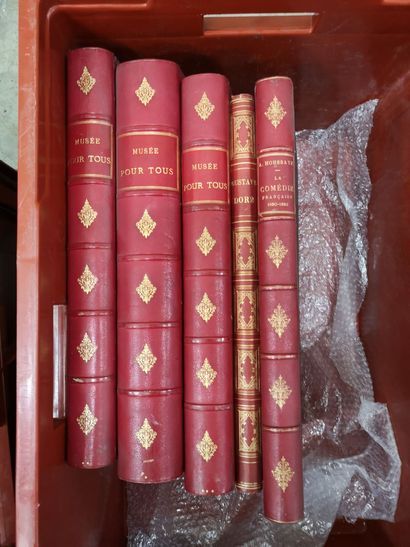 FRANCE, fin du XIXème siècle 3 caisses de livres, en demi reliures, certaines à coins...