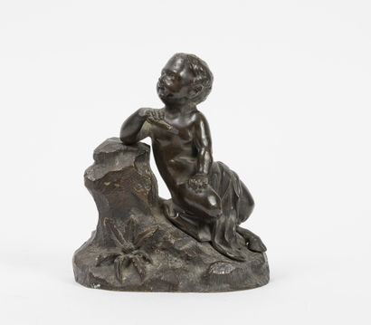 Pan child, leaning on a rock. 
Proof in brown...