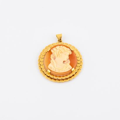 Yellow gold (750) pendant holding a cameo...